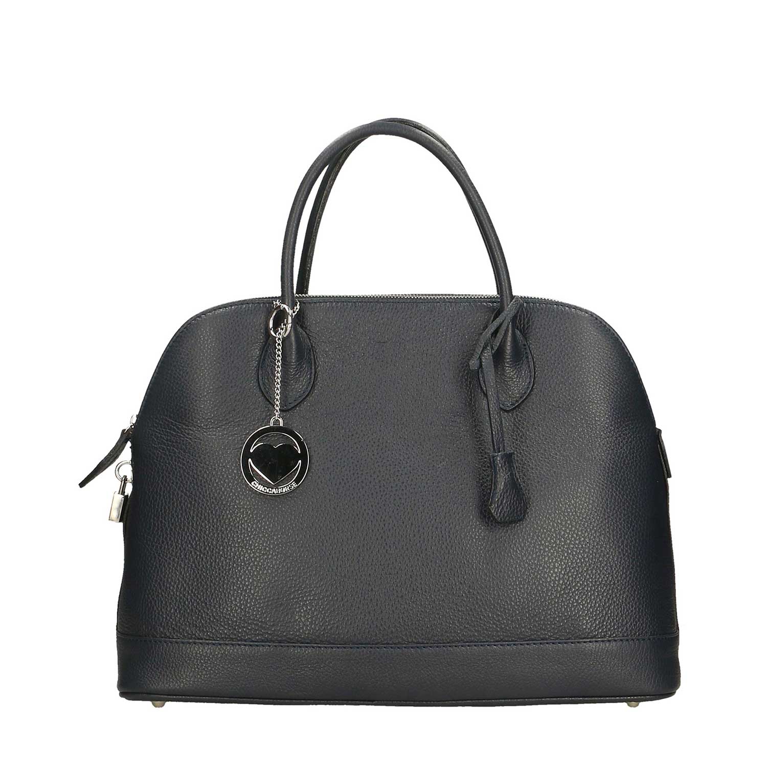 Women's Leather Handbag with Pendant - Torino 80028 