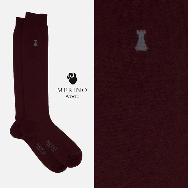 Wool Colors - Box of 6 long socks in solid color Merino wool