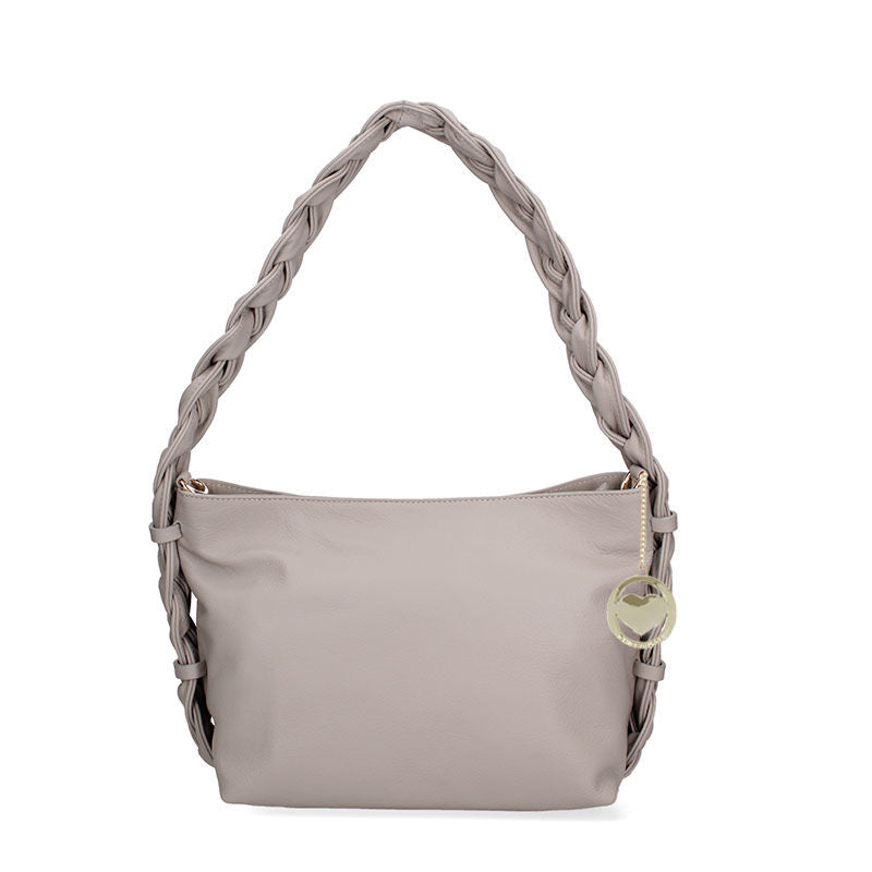 Women's leather bag with braided handle - 07170. 