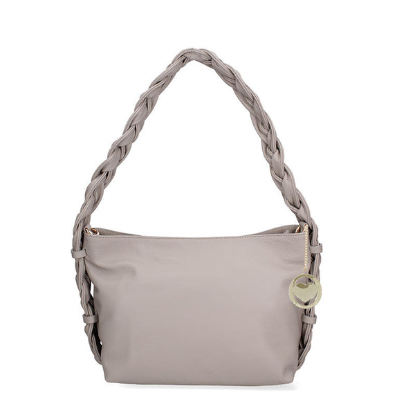 Women's leather bag with braided handle - 07170. 