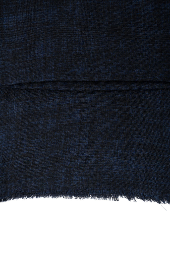 Double layer blue scarf with beige edge pure wool