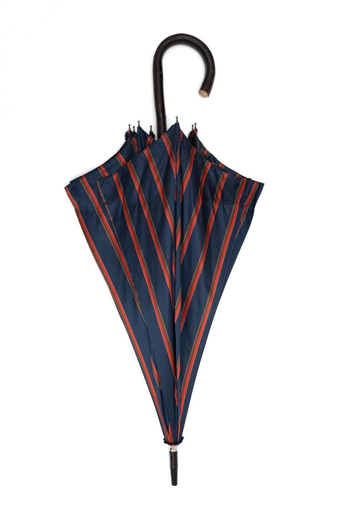 Mario Talarico umbrella blue with red and brown stripes in chestnut wood