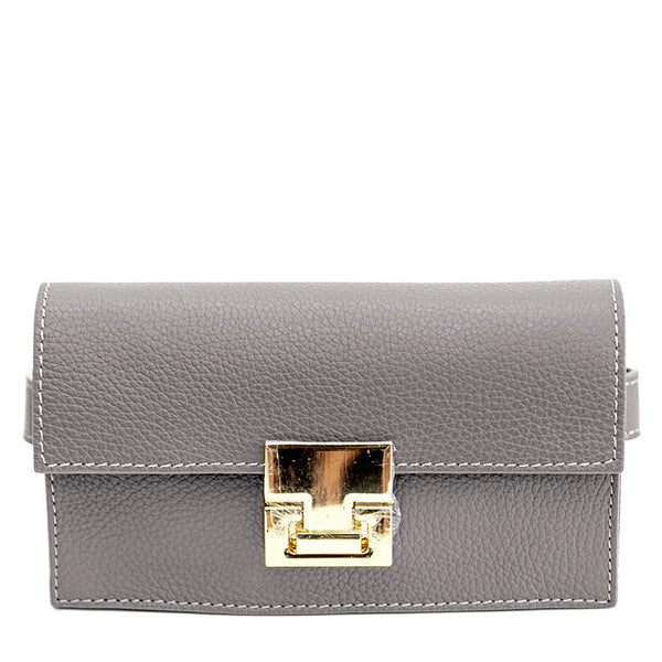 CAROL - grey bum bag with gold closure