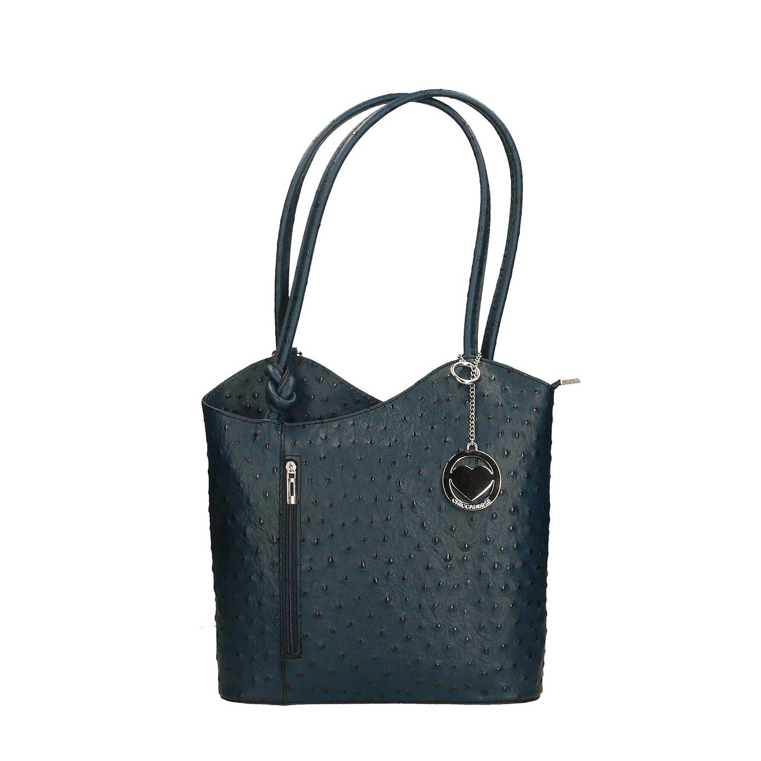 Women's Ostrich Print Leather Shoulder Bag - Cancun 3005. 