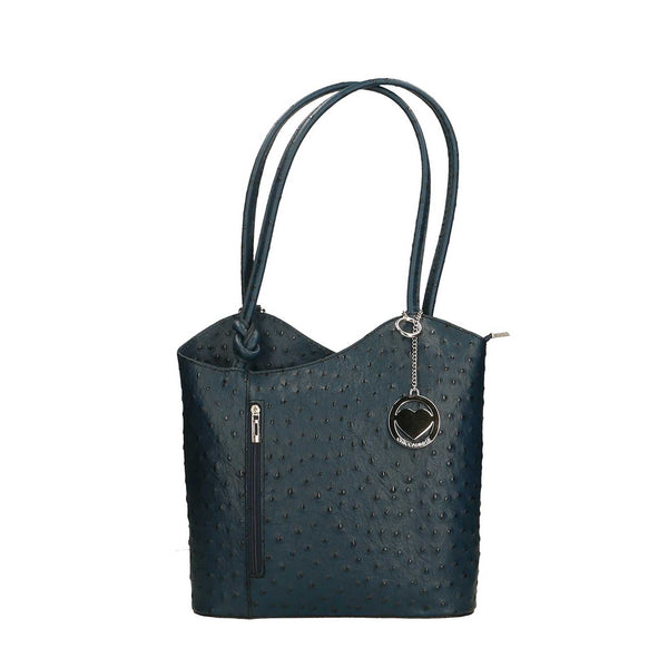 Women's Ostrich Print Leather Shoulder Bag - Cancun 3005. 