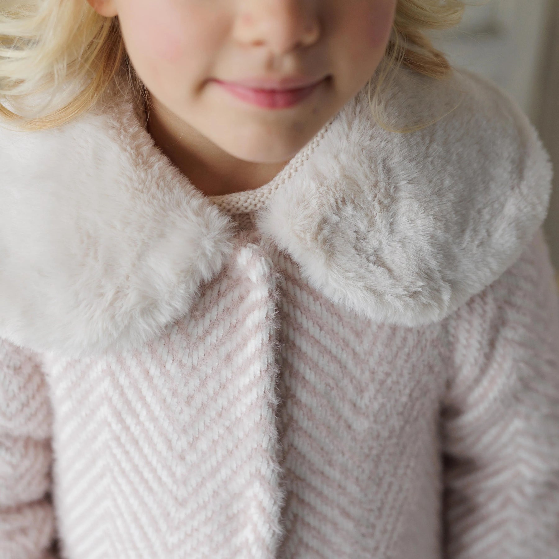 PINK HERRINGBONE COAT