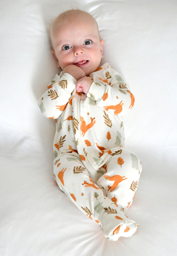 Bamboo Zip Up Romper - Foxes - Blue Balloon