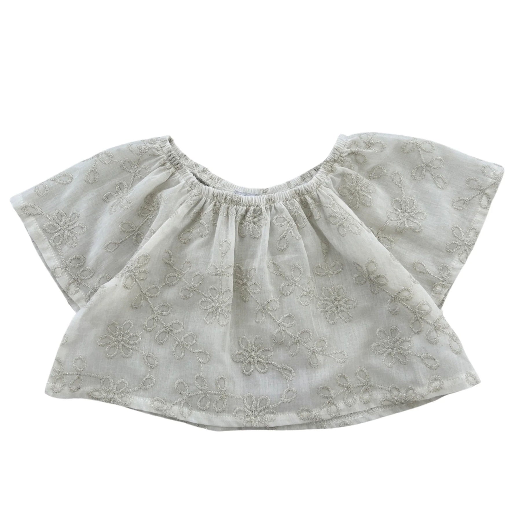 TOP IN COTONE CON FIORI RICAMATI