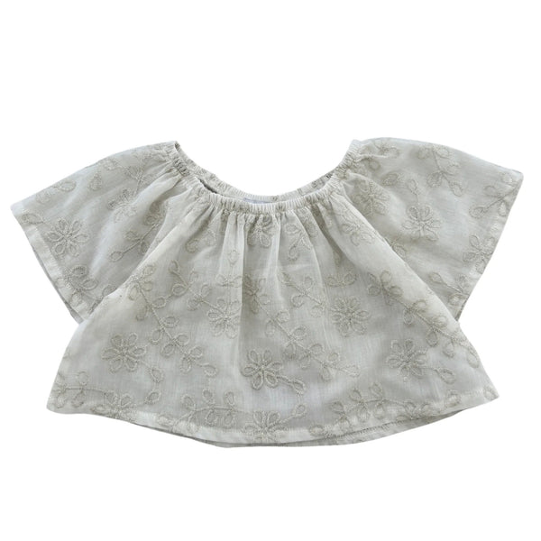 TOP IN COTONE CON FIORI RICAMATI
