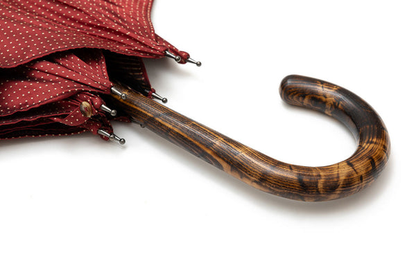 Mario Talarico red polka dot hickory wood umbrella