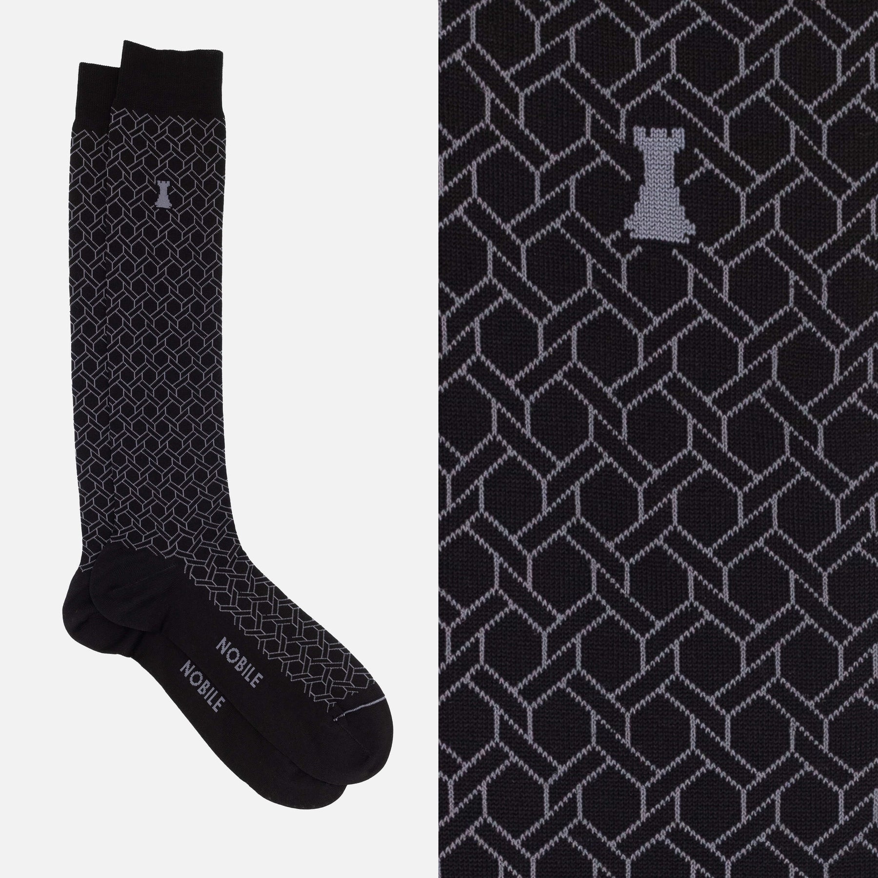Noble Evening Box of 6 Long Socks - Polka Dots, Ribbed, Solid Color &amp; Pattern