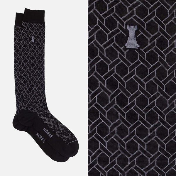 Noble Evening Box of 6 Long Socks - Polka Dots, Ribbed, Solid Color &amp; Pattern
