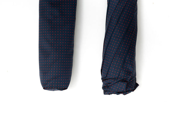 Mario Talarico folding umbrella blue with red polka dots chestnut handle