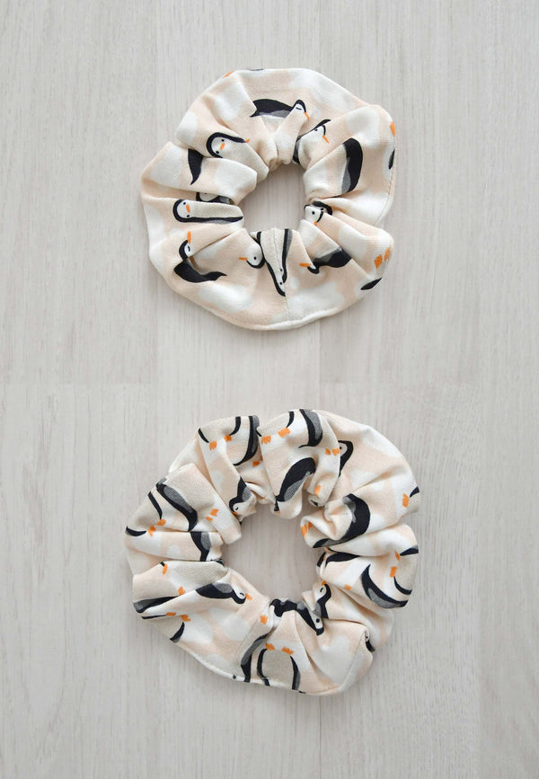 Chouchou (scrunchie) in bambù - Pinguini - Palloncino blu