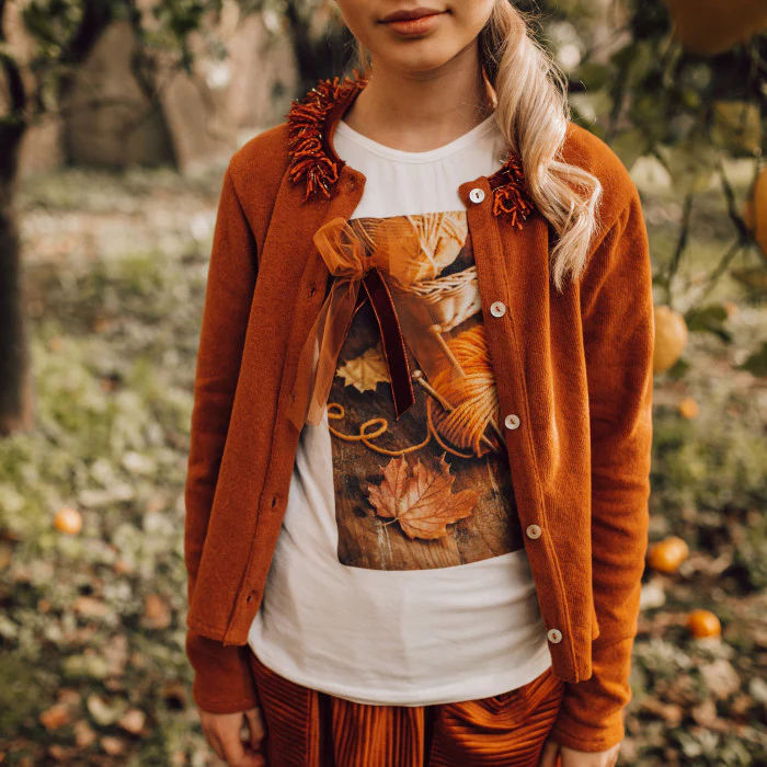WARM COTTON CARDIGAN WITH FRINGES