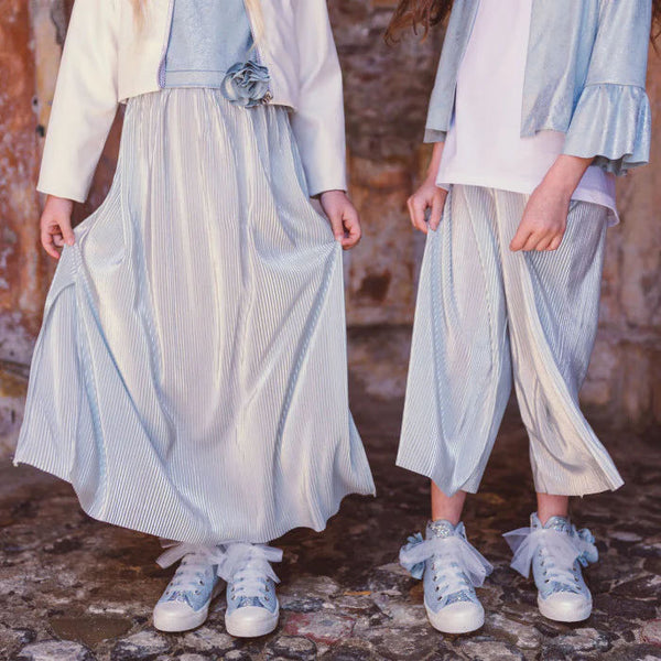 PANTALONE PLISSE' AZZURRO