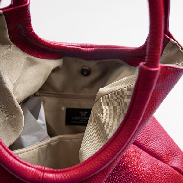 INDIA - Maxi bag with round handle in azalea leather