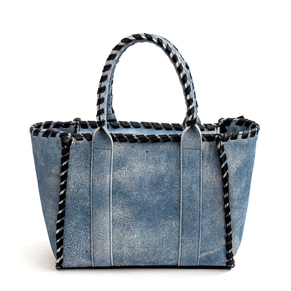 DENIM TOTE - Shipping in camoscio effetto denim