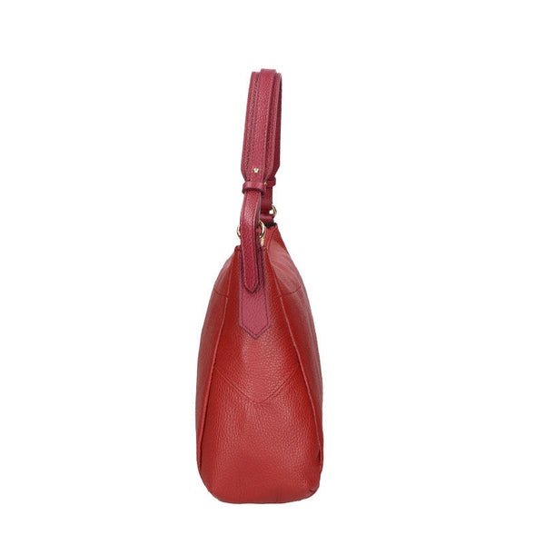 Women's Leather Handbag Contrast Handles - 6675.