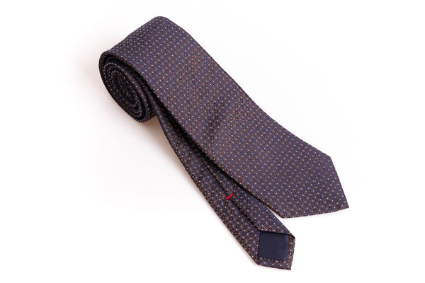 Brown tie with micro polka dots in pure silk