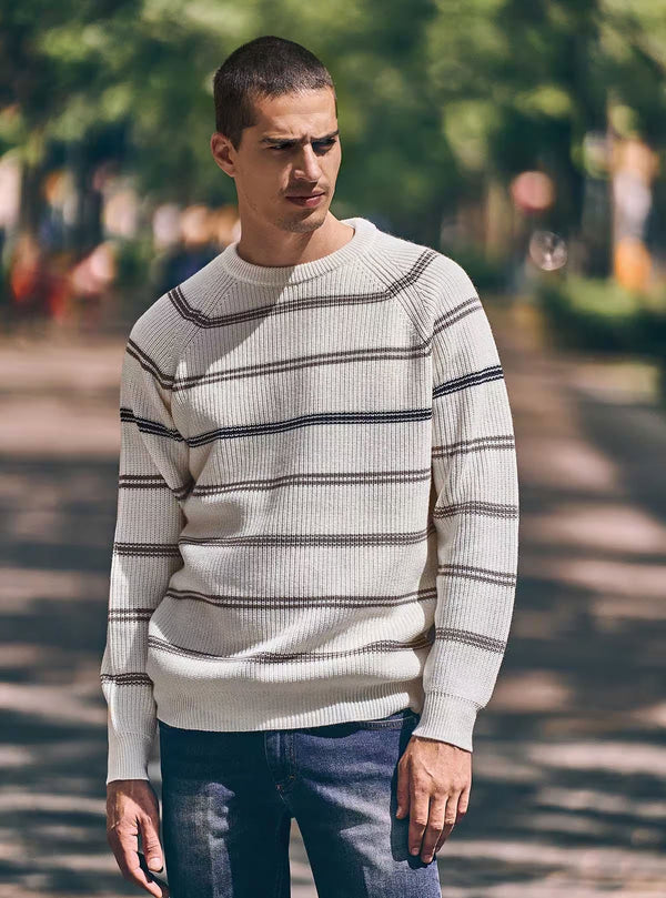 CREW NECK ENGLISH SWEATER WITH STRIPES