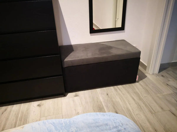 PANDORA 84 ECO, Rectangular Pouf Container in Eco-leather 84x42 h42