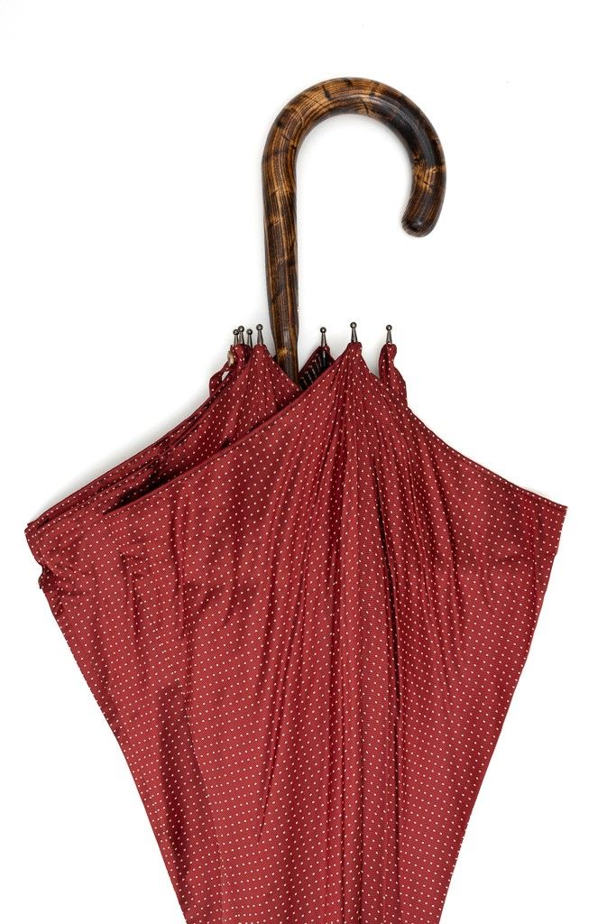 Mario Talarico red polka dot hickory wood umbrella