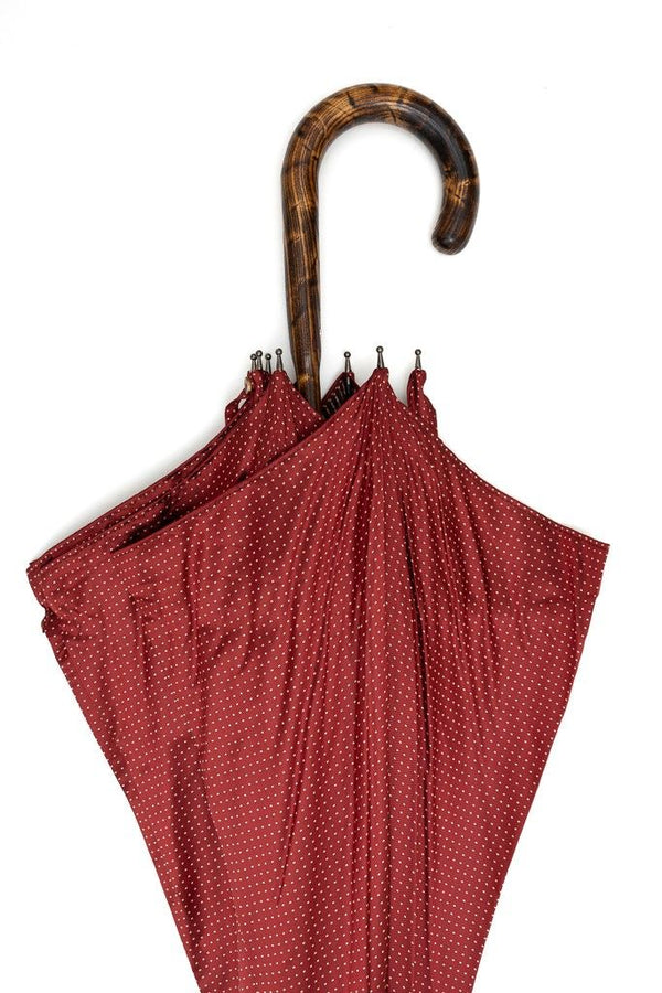 Mario Talarico red polka dot hickory wood umbrella