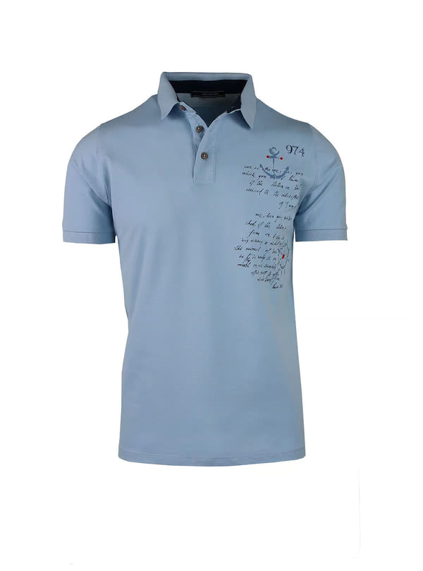 SHORT SLEEVE PIQUET POLO SHIRT WITH ANCHOR AND RUDDER PRINT