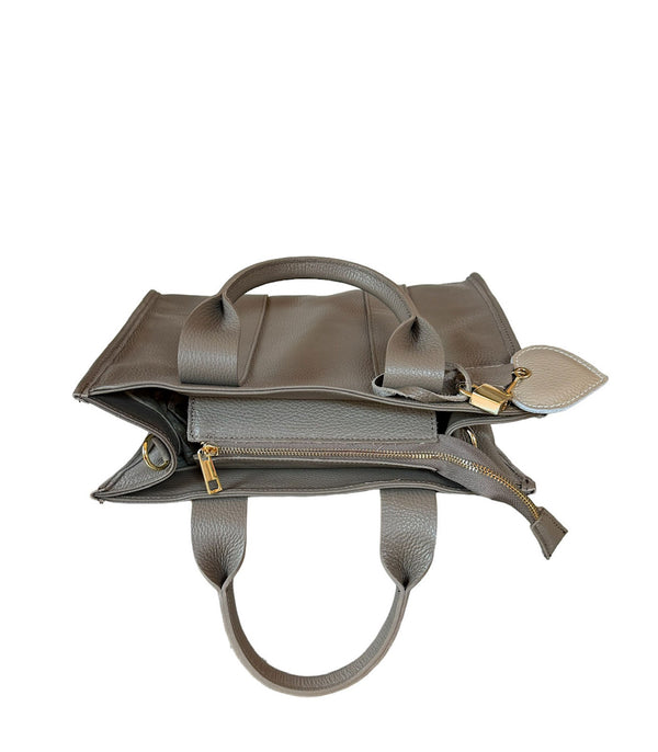 Totem Sacs Col Dark Taupe Real Leather