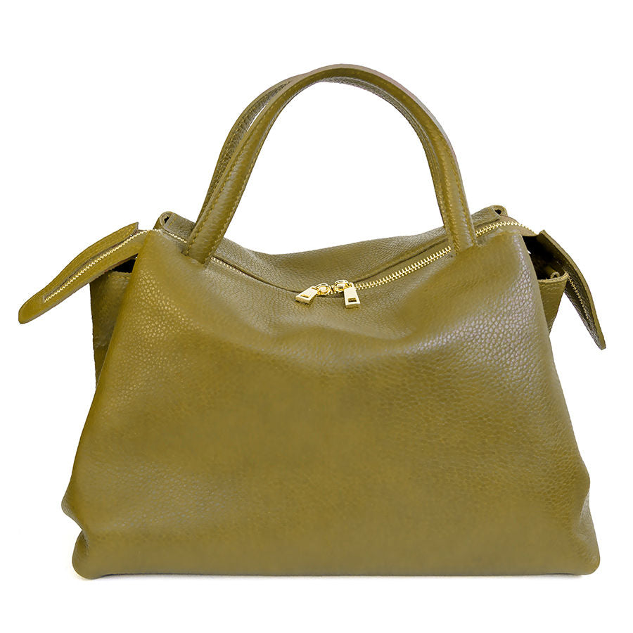 EMMA BIG - Bauletto in pelle nappa mostarda