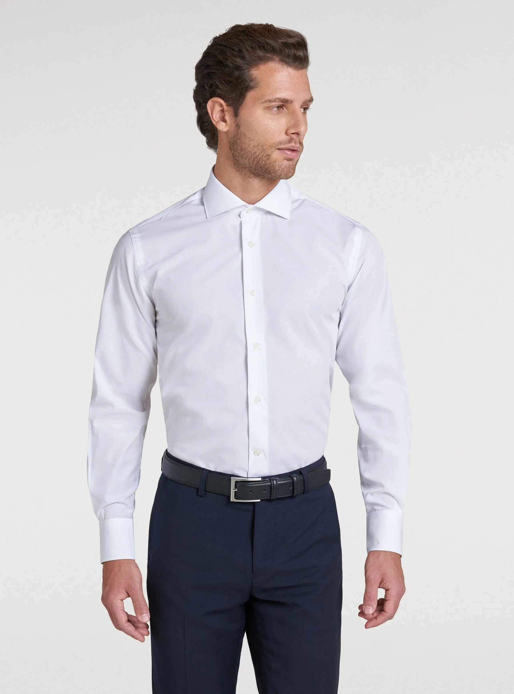 Plain cotton French collar shirt