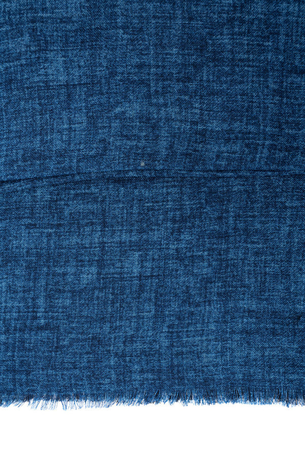 Double layer blue scarf with grey border pure wool