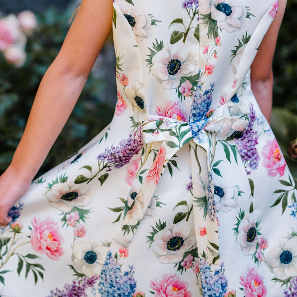 FLORAL PRINT SATIN DRESS