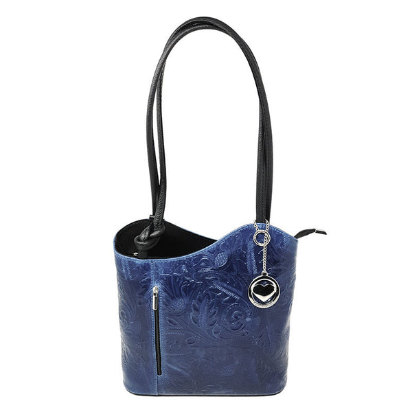 Women's Ostrich Print Leather Shoulder Bag - Cancun 3005. 