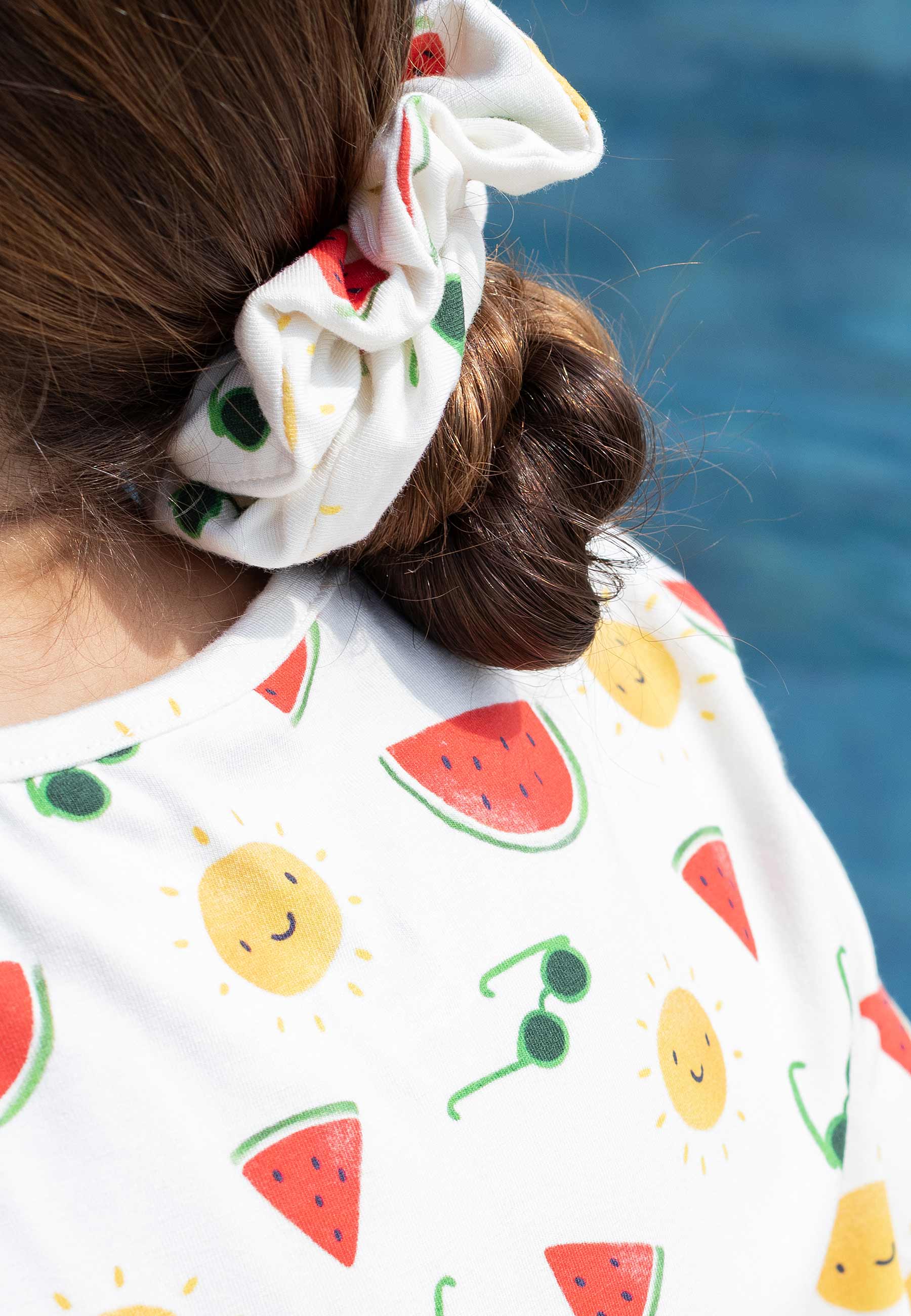 Chouchou (scrunchie) in bambù - Summer vibes - Palloncino blu