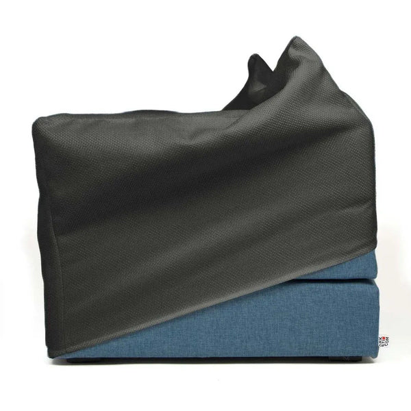 TOUF BLUE, Blue Base Pouf Bed and Pouf Cover 70x63