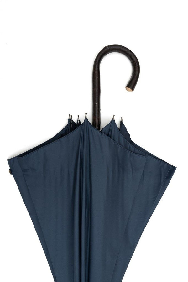 Mario Talarico umbrella solid blue in chestnut wood
