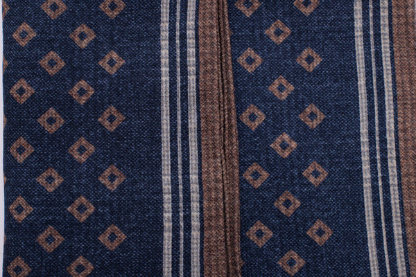 Blue and brown pure wool scarf
