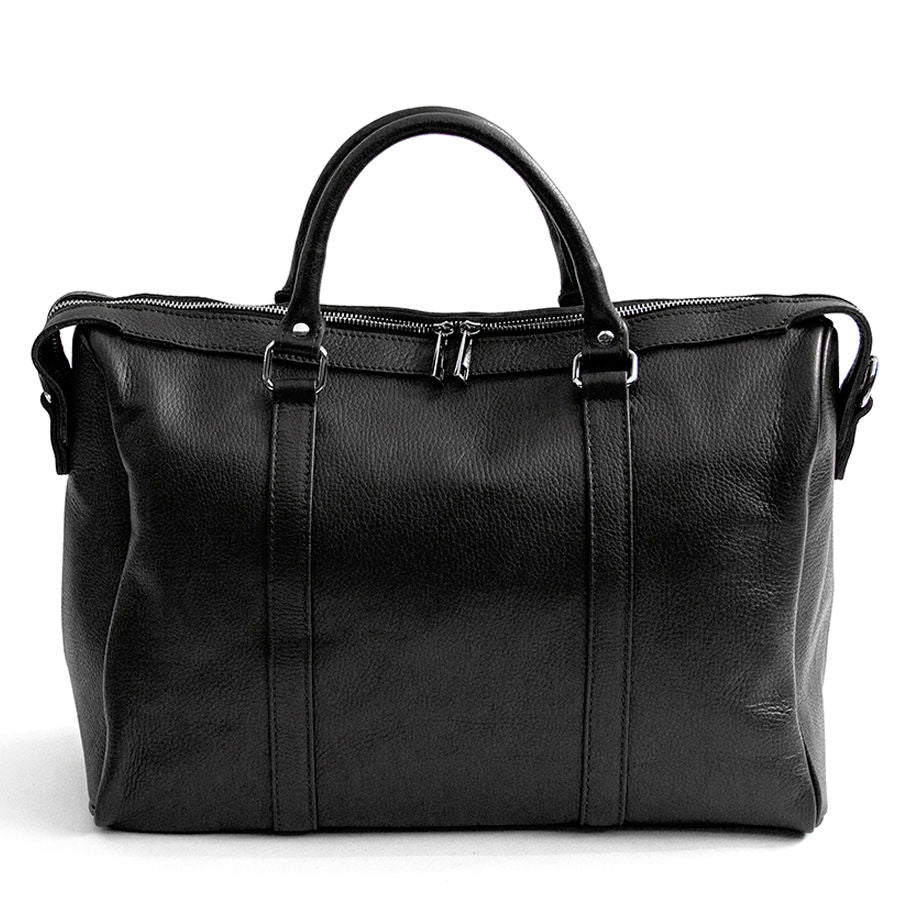 TRAVEL - Black leather duffel bag