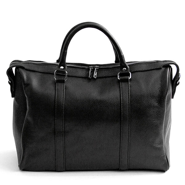 TRAVEL - Black leather duffel bag