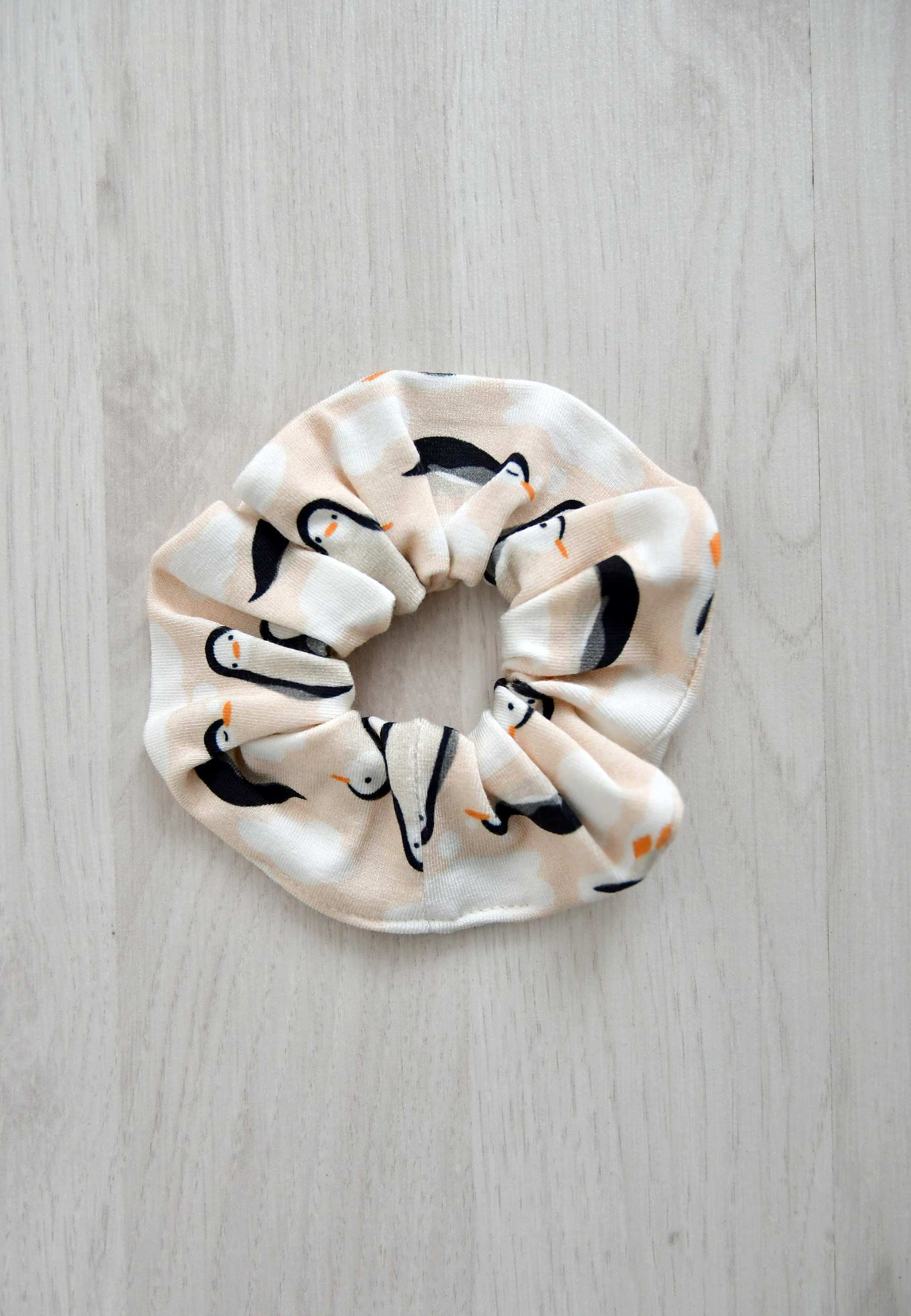 Chouchou (scrunchie) in bambù - Pinguini - Palloncino blu