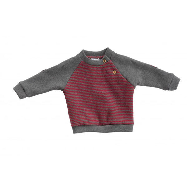 STRIPED SWEATER WITH WOODEN BUTTON CLOSURE