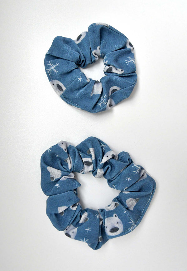Chouchou (scrunchie) in bambù - Orso polare - Palloncino blu