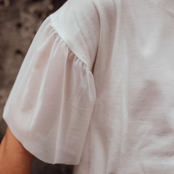 T-SHIRT MANICA TULLE