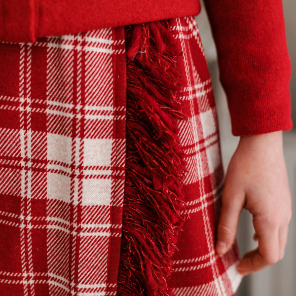 CHECKED SKIRT WITH FRINGE
