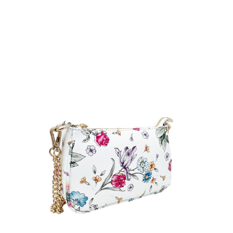 Women's Small Floral Shoulder Clutch Bag with Chain - Seville K057 