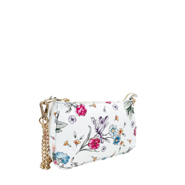 Women's Small Floral Shoulder Clutch Bag with Chain - Seville K057 