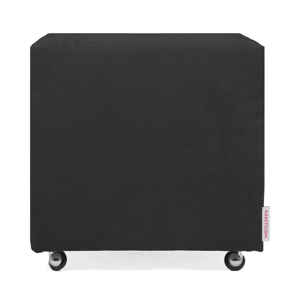 UILLS 55, Pouf Footrest with Wheels in Microfiber 55x55 h42
