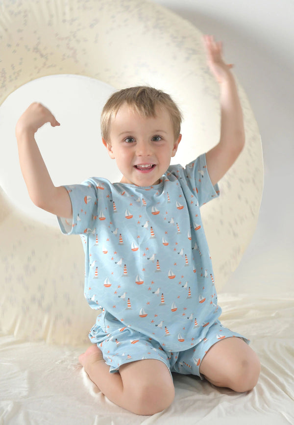Two-piece bamboo pajamas - Sea - Blue balloon